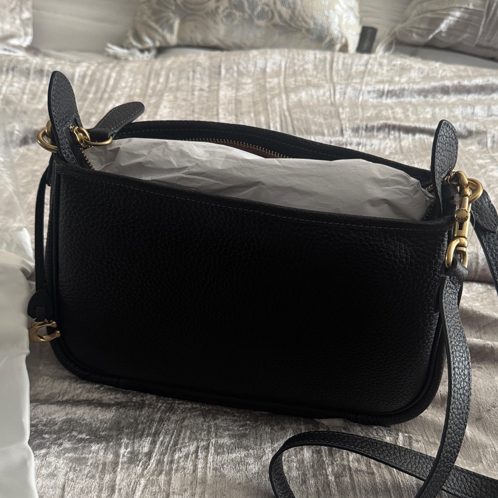 Coach ST Pebble Black Leather Cary Crossbody Bag NWT